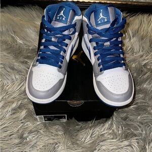 Jordan Athletic Shoes - White, Blue, and Gray